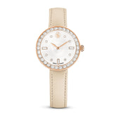 Certa watch, Swiss Made, Leather strap, Beige, Rose gold-tone finish